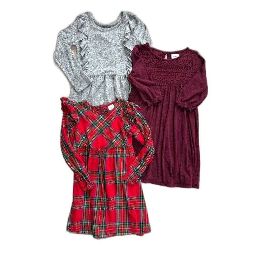 Girls Winter Holiday Dress Lot 3 Old Navy OshKosh Wonder Nation 6 6X